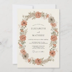 Invitación Boda Botánica Resplandeciente de Óxido