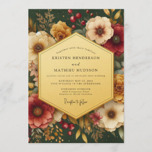 Invitación Boda Botánica Rica en Esmeralda