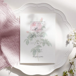 Invitación Boda Botánica Romántica Chic Francesa Rosa