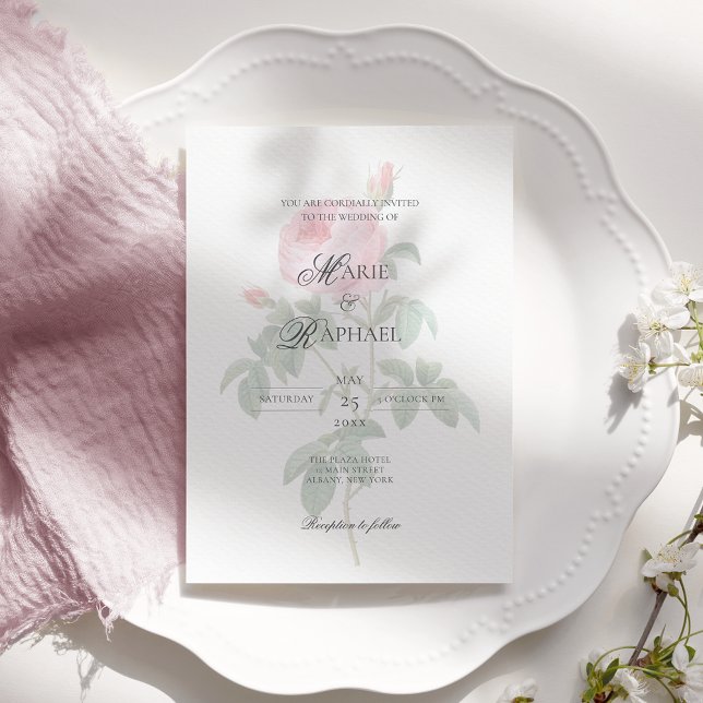 Invitación Boda Botánica Romántica Chic Francesa Rosa (Subido por el creador)