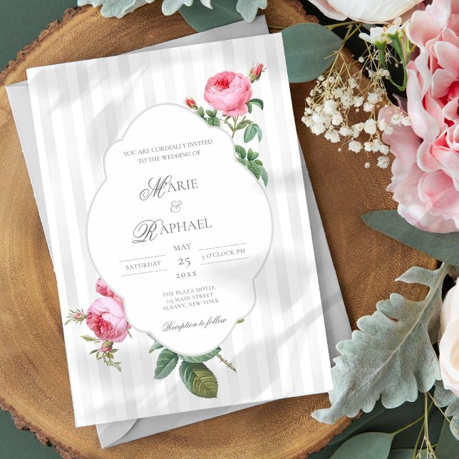 Invitación Boda Botánica Romántica Chic Francesa Rosa (Subido por el creador)