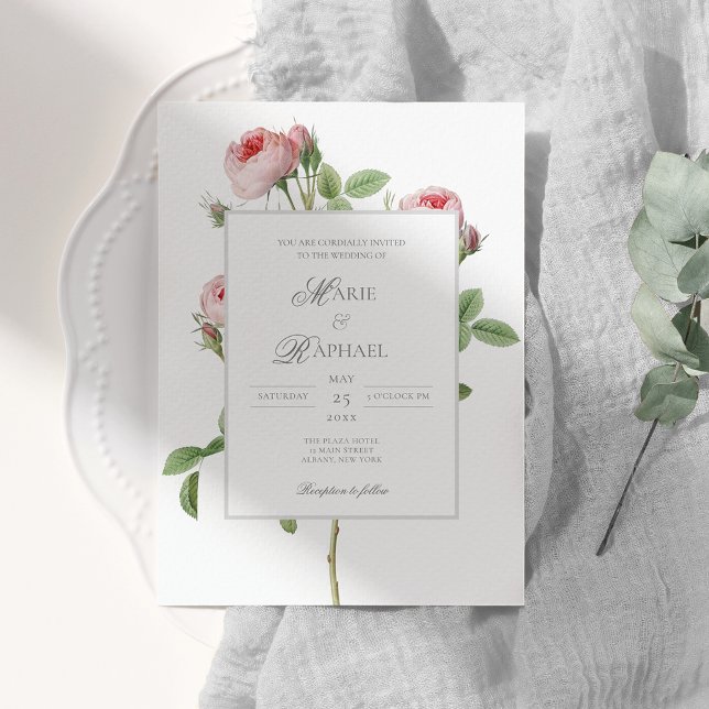Invitación Boda Botánica Romántica Chic Rosa Francesa (Subido por el creador)
