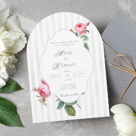 Invitación Boda Botánica Romántica Chic Rosa Francesa