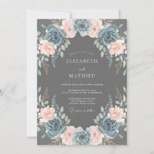 Invitación Boda Botánica Romántica con Carbón