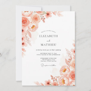 Invitación Boda botánica romántica de albaricoque de primaver