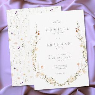 Invitación Boda Botánica Romántica de Flor Silvestre Mínima