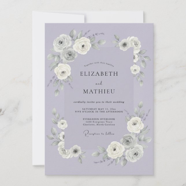 Invitación Boda Botánica Romántica de Lavanda (Anverso)