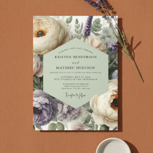 Invitación Boda Botánica Romántica de Lavanda Pálida