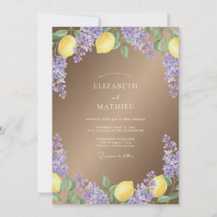 Invitación Boda Botánica Romántica de Lila y Limón