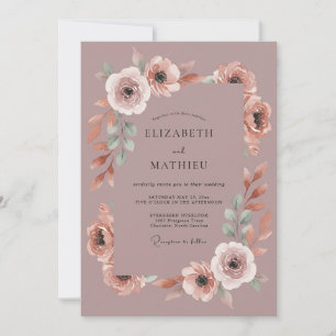 Invitación Boda Botánica Romántica Floral Malva