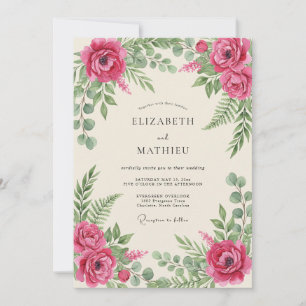 Invitación Boda Botánica Romántica Magenta