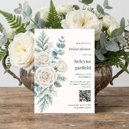 Invitación Boda Botánica Rosa Blanca de Invierno