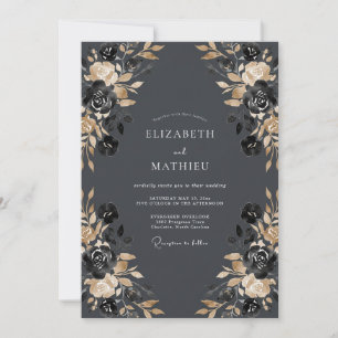 Invitación Boda Botánica Rosa Carbón