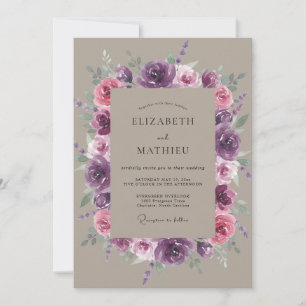 Invitación Boda Botánica Rosa Ciruela