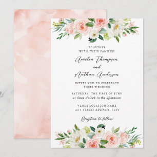 Invitación Boda Botánica Rosa Country Rústico