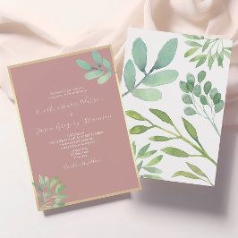 Invitación Boda Botánica Rosa Polvorienta y Verdor