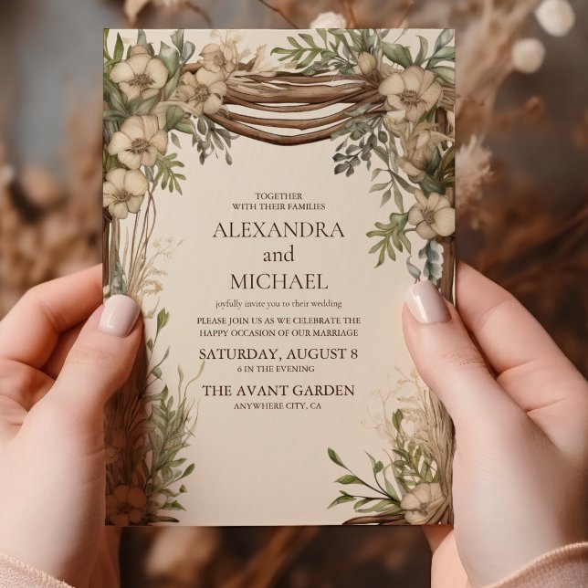 Invitación Boda Botánica Rústica Arco Bosque (Subido por el creador)