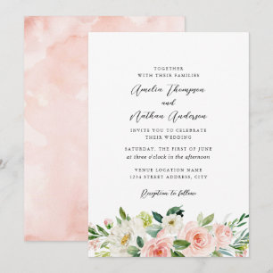 Invitación Boda Botánica Rústica de Campo Rosa Rubor