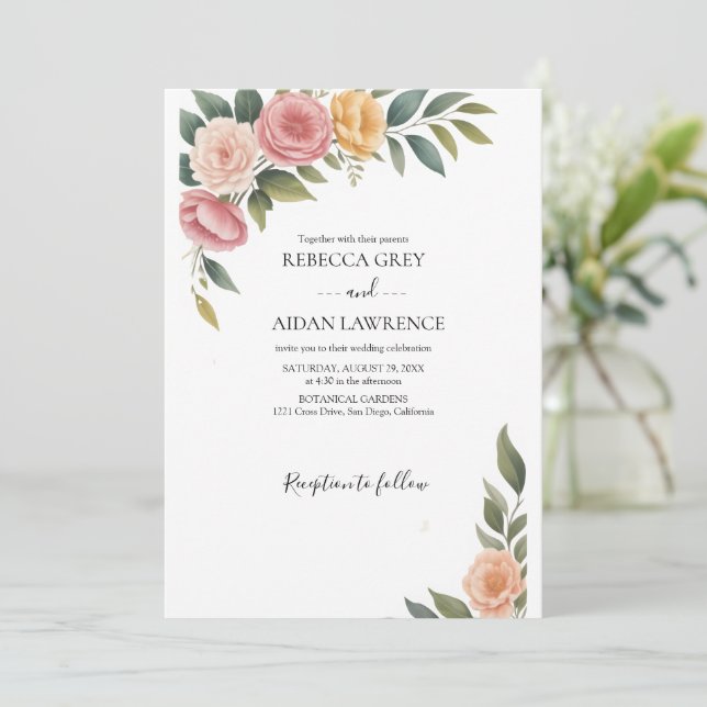 Invitación Boda Botánica Rústica de Eucalipto Verde  (Anverso de pie)