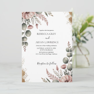 Invitación Boda Botánica Rústica de Eucalipto Verde 