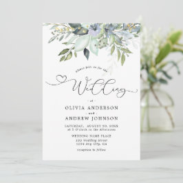 Invitación Boda Botánica Rústica Elegante con Hojas Verdes