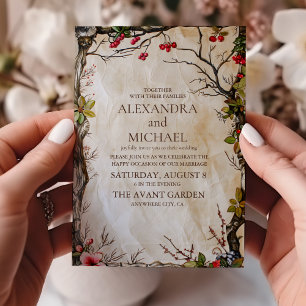 Invitación Boda Botánica Rústica en el Bosque