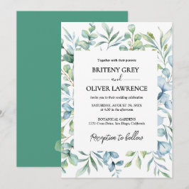 Invitación Boda Botánica Rústica Eucalipto Verde