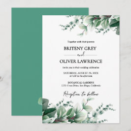 Invitación Boda Botánica Rústica Eucalipto Verde