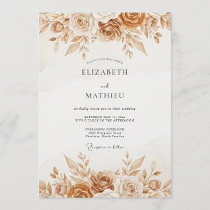 Invitación Boda Botánica Rústica Ocra