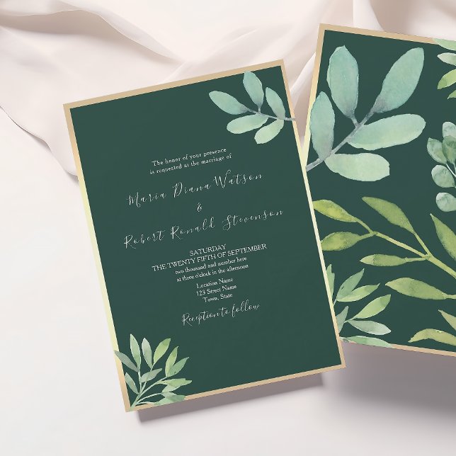 Invitación Boda Botánica Rústica Verde Esmeralda (Subido por el creador)