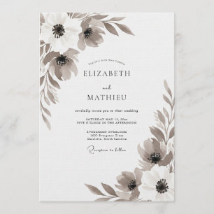 Invitación Boda Botánica Sepia Pintada