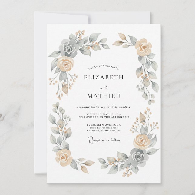 Invitación Boda Botánica Serena de Albaricoque (Anverso)