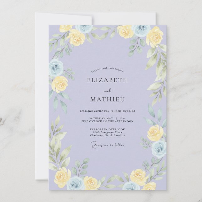 Invitación Boda Botánica Serena de Lila (Anverso)