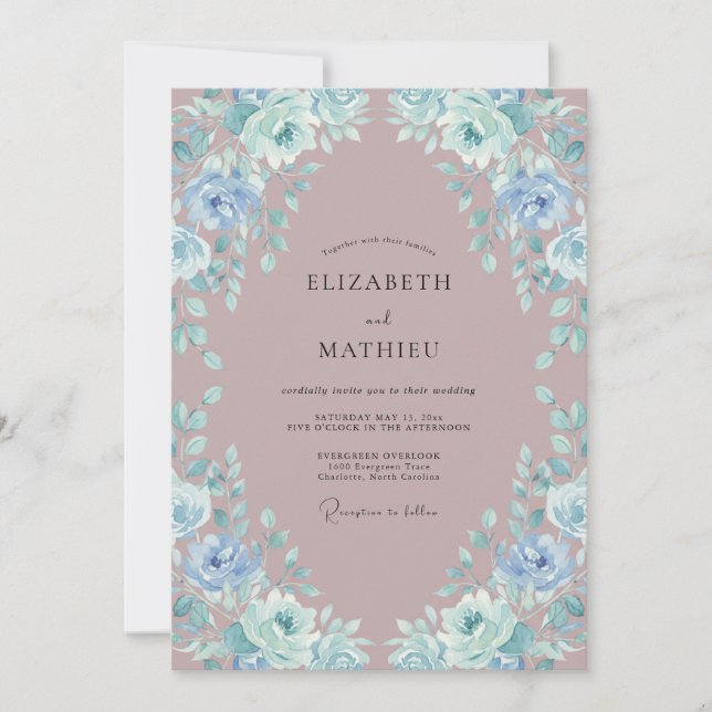 Invitación Boda Botánica Serena Malva (Anverso)