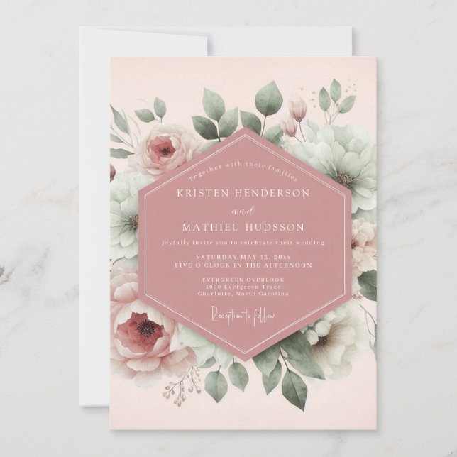 Invitación Boda Botánica Serena Malva (Anverso)