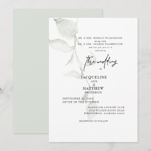 Invitación Boda Botánica Simple Ambos Padres Salvia Pálida
