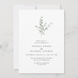 Invitación Boda Botánica Simple y Elegante de Ramas y Hojas