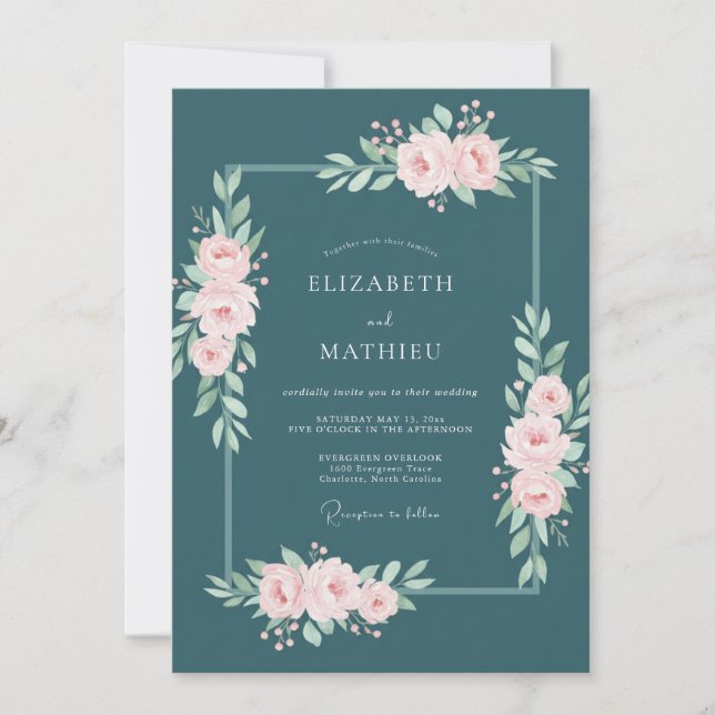Invitación Boda Botánica Sofisticada de Abeto (Anverso)