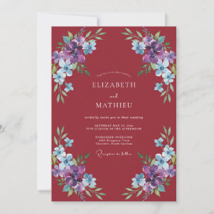 Invitación Boda Botánica Sofisticada Granate