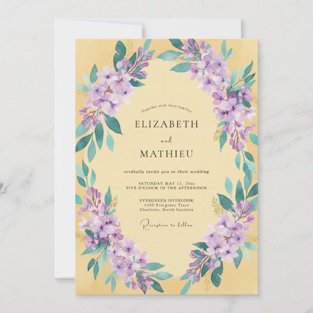 Invitación Boda Botánica Soleada Amarilla (Anverso)