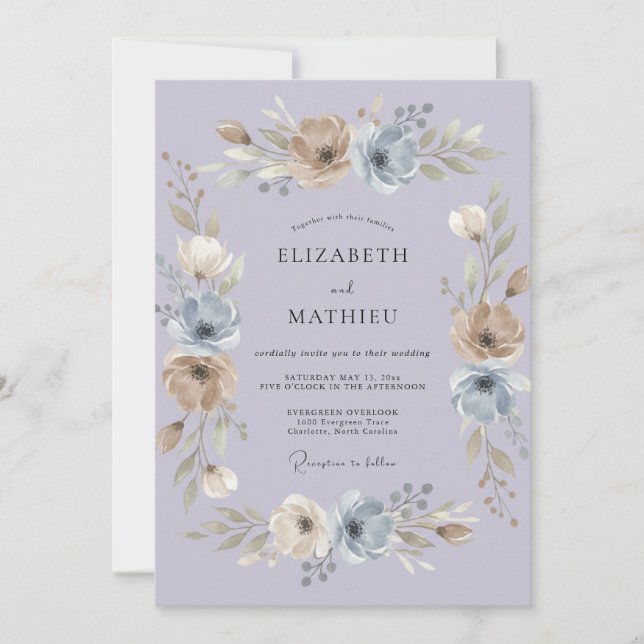Invitación Boda Botánica Soñadora de Lavanda (Anverso)