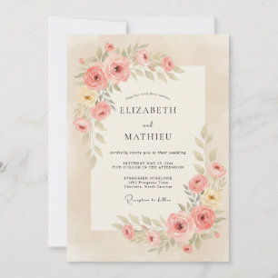Invitación Boda Botánica Suave de Albaricoque