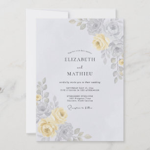 Invitación Boda Botánica Suave de Amarillo Pálido