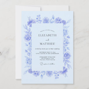 Invitación Boda Botánica Suave de Color Vinca