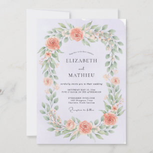 Invitación Boda Botánica Suave de Coral