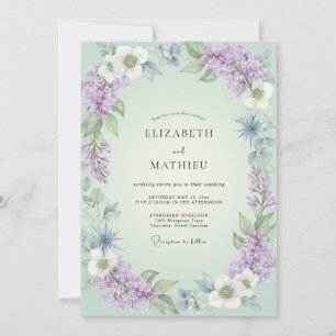 Invitación Boda Botánica Suave Lila