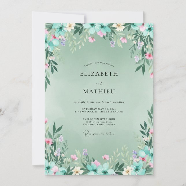 Invitación Boda Botánica Susurro de Espuma de Mar (Anverso)