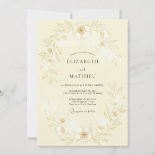 Invitación Boda Botánica Sutil de Amarillo Pálido