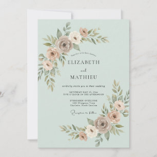 Invitación Boda Botánica Sutil Verde Menta