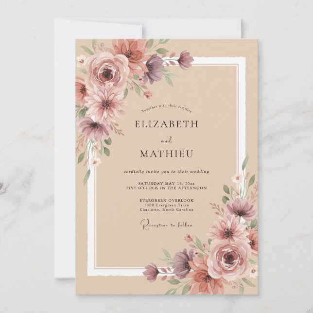 Invitación Boda Botánica Tan Lush (Anverso)